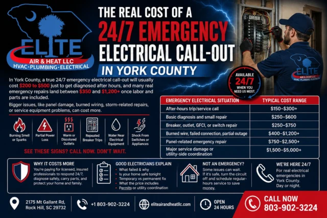 The real cost of a 24/7 emergency electrical call-out in York County.